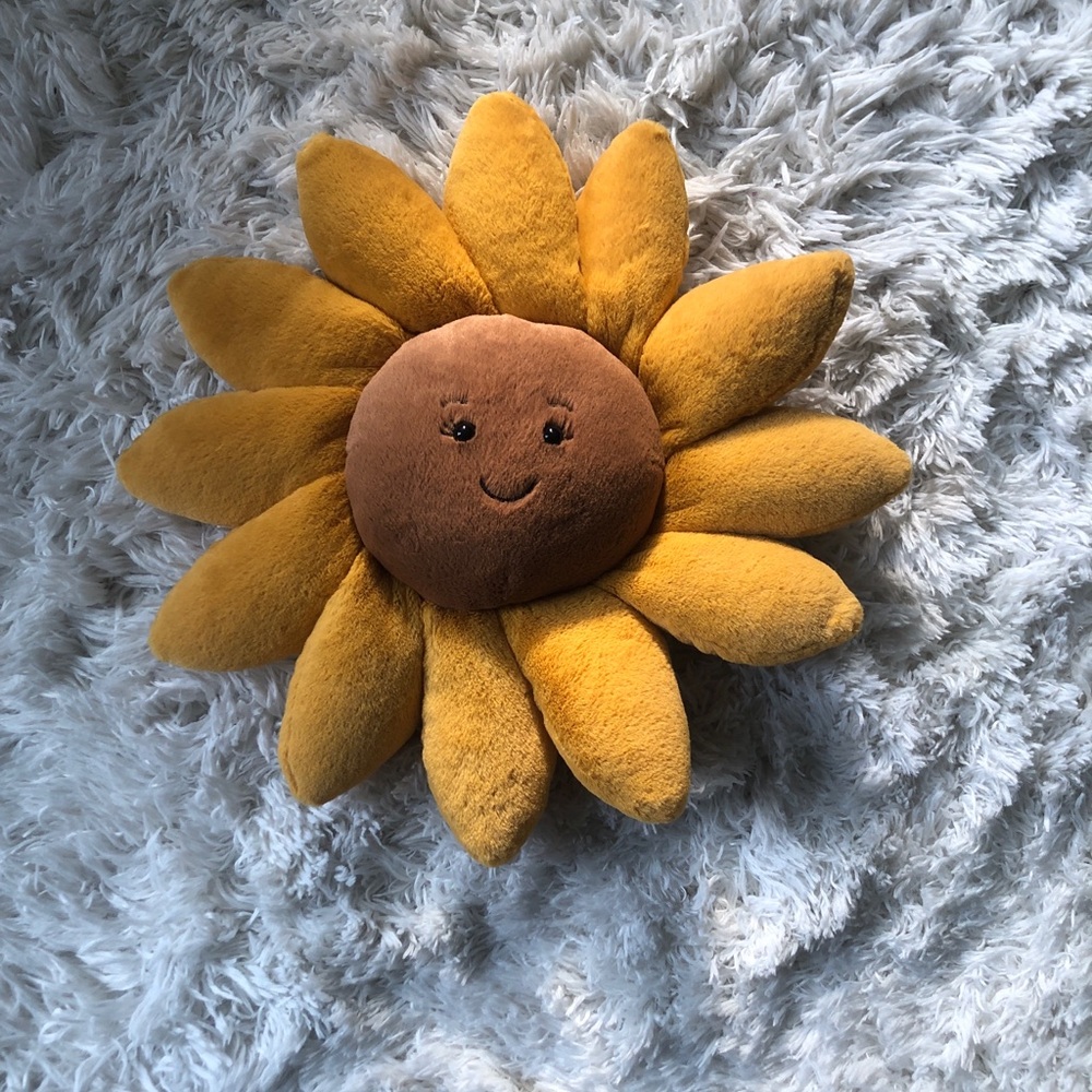 Yellow Jellycat SunFlower-Shaped Plush Pillow, Stuffie